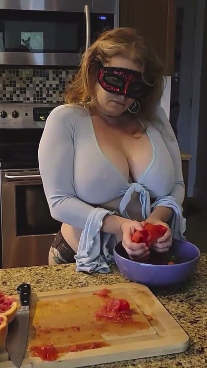 Crushing Food and RUBBING it onto My BIG MILF’S TITS | Clip 2
