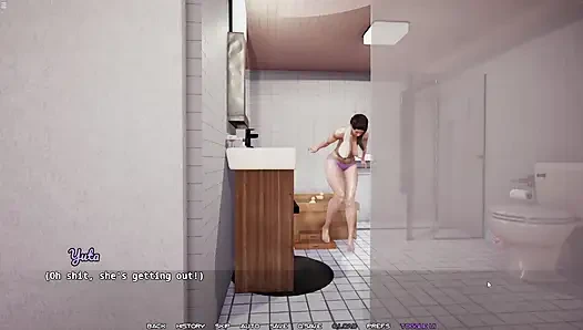 Stepson Jerking Cock While Watching Japanese Stepmom Masturbating Pussy In Bathroom