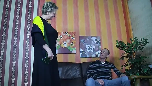 Blonde Mature German Housewife with Naturals Rides Thick