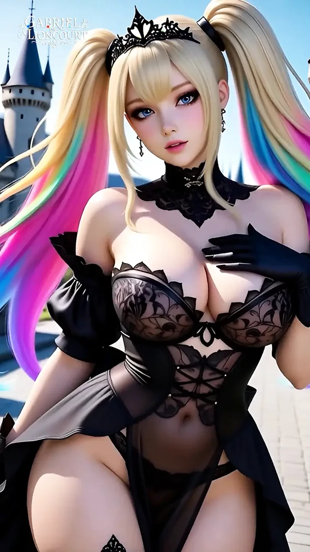 Hentai Gothic Girls with Dyed Hair Showing off Their Big Tits Full Movie
