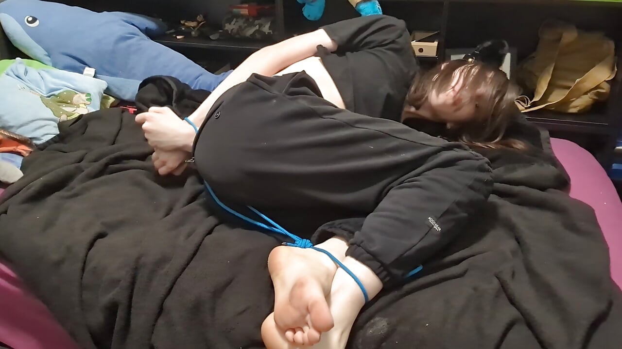 little bit of hogtie struggling