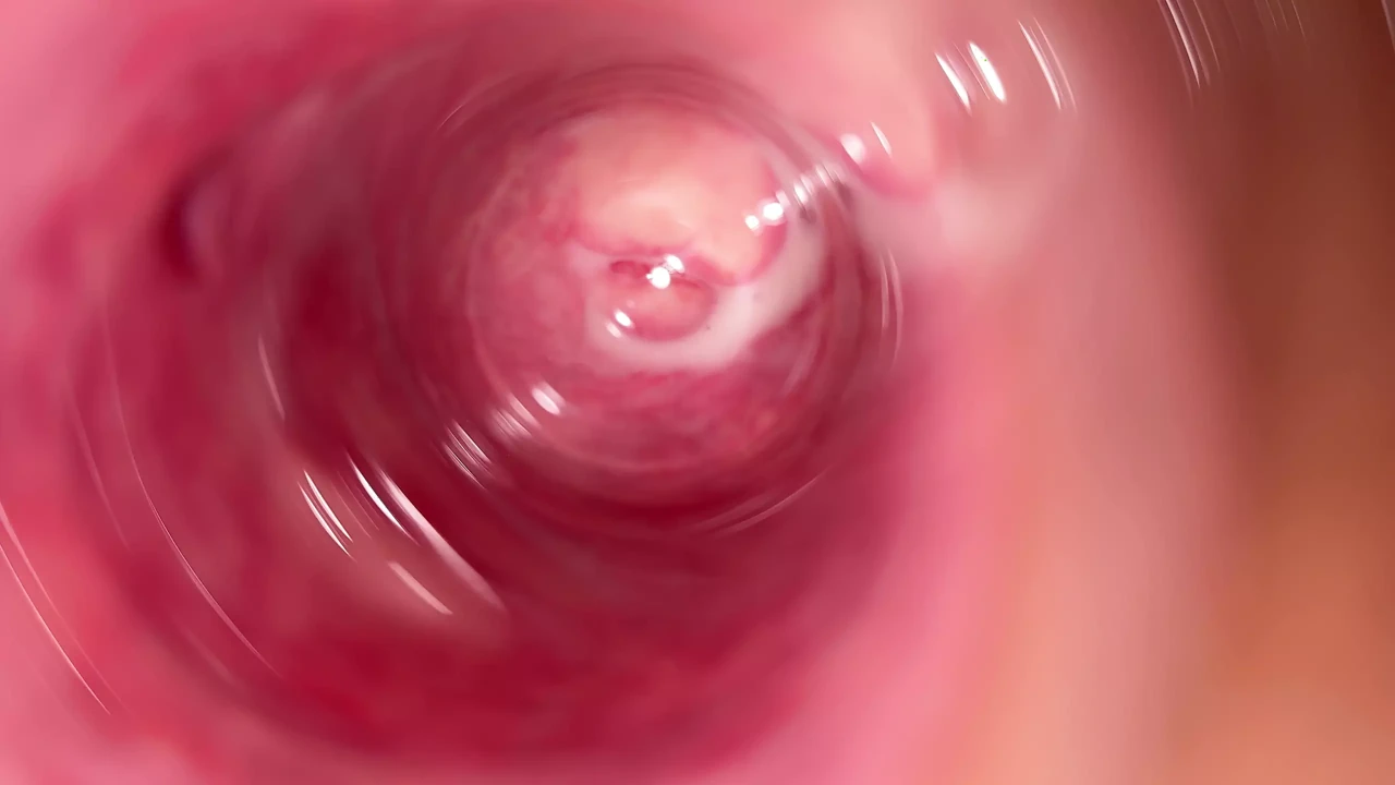 Camera deep inside Mia's tiny creamy pussy