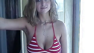 My cousin Alexia a blonde with big natural tits and a shaved pussy did a porn audition