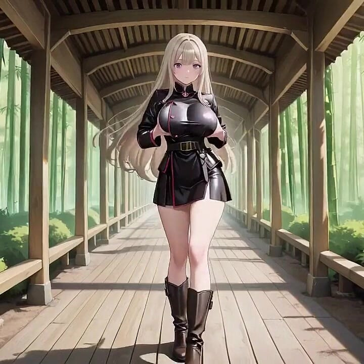 Blonde Valkyrie's Undressing Moment, That Great-slit Black Uniform Is Insane!