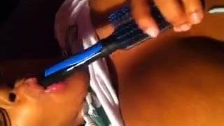 My Jersey Girl Sucking & Fucking Herself With A Brush Handle