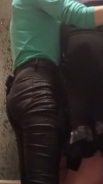 I’m fucking my married neighbor hard with a strap-on in the kitchen while her husband watches TV | Clip 1