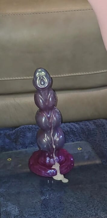 Sissy skin tight cock sheath and giant dildo