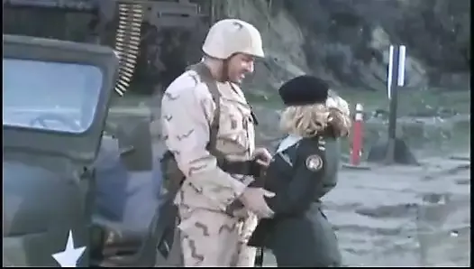 Starving Soldier Fucks Busty Well Shaped Blonde on the Special Vehicle