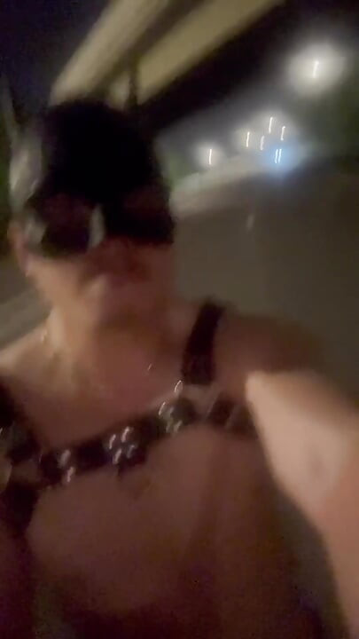 Naked Muscular Asian Stud Owns the Night Streets in Nothing but a Leather Harness