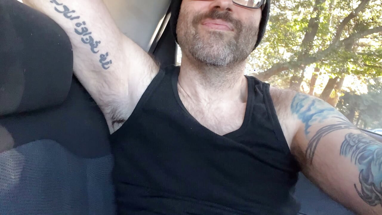 Daddy at cruising park in his backseat naked