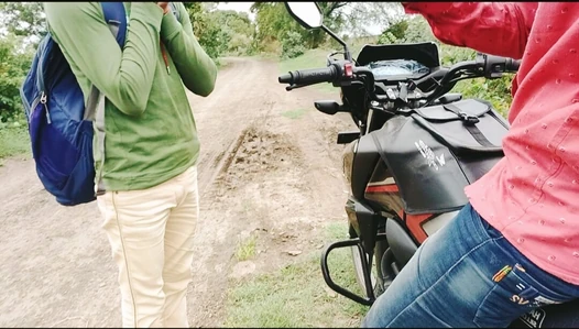 College going boys bike breaks down on the way a stranger gets the bike fixed and romance him by taking him to a sugarcane field