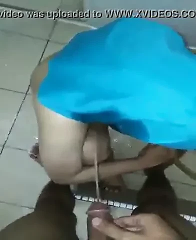 Malay Blue Hijab Piss Shower
