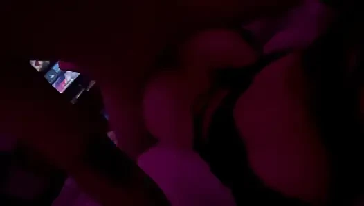 Real Couple Intimate Moment Under Red Lights