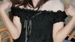 Cute jap girl with a big pierced penis