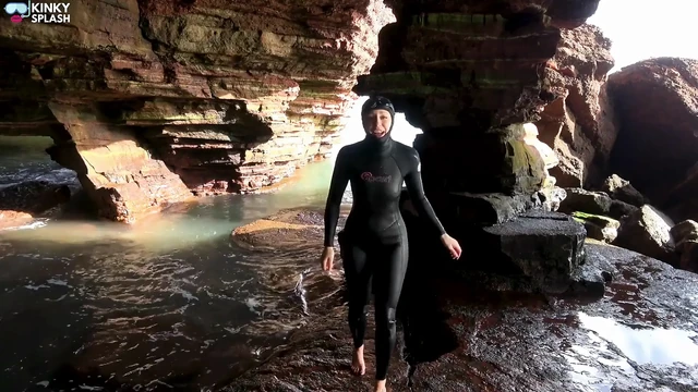 Wetsuit Cave Encounter: Secret Fun with Mysterious Stranger