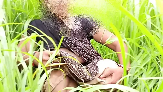 The desi daughter-in-law of the village is taking off her clothes in the millet field and showing her finger in her pussy to her father-in-law.