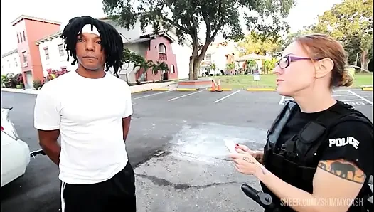 White Girl Cops 9 - Angry blonde Milf cops on patrol fucking big black c...