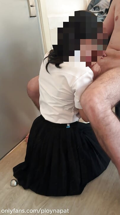 A cute Thai student in uniform get fucked by a big white dick after school