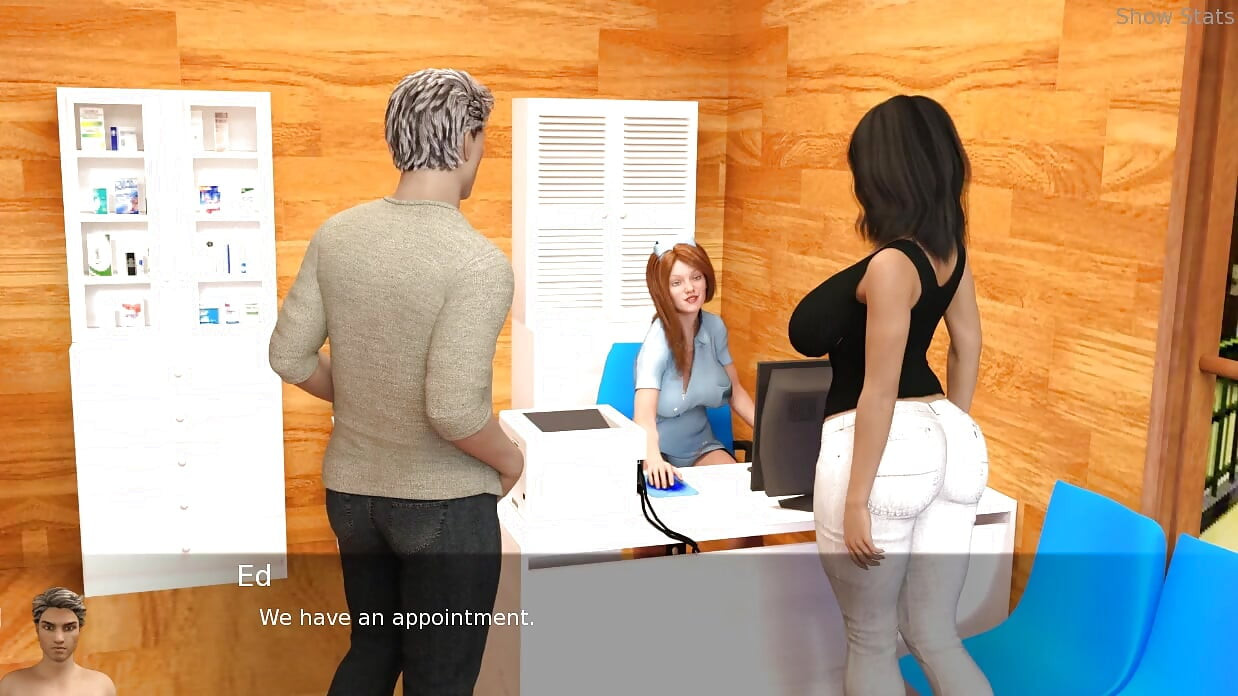 My project hotwife - gameplay - roleplay - couple medical checkup - husband gets handjob