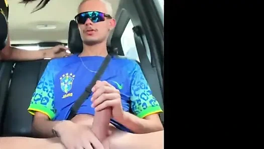 Naughty Brunette Sat on the Skinny Guy