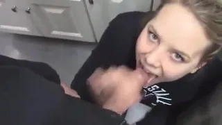 Extreme blowjob in public place with cumshot in the mouth.