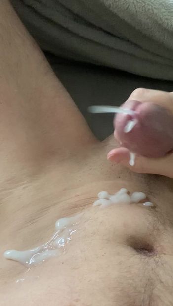 Watch as I spray my huge cum load all over myself