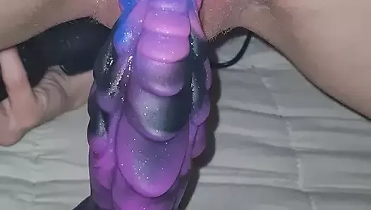 Got my pussy fucked with my new dragon dildo.