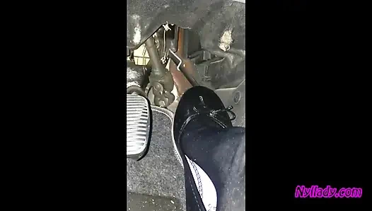 Nyllady Driving and Revving Her Bravo in High-heeled Boots and Black Ballet Flats