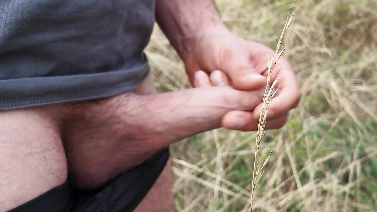 outdoor piss with my uncut xl dick, walking around with soft cock