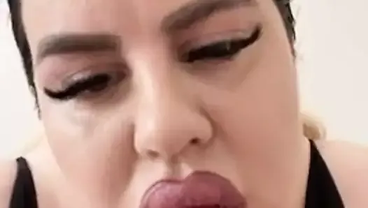 Big booty Natasha Crown sucking and deepthroating black dildo