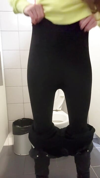 Compilation Girl in Black Skinny Jeans Piss in Public Toilets Daily Pad in Panties