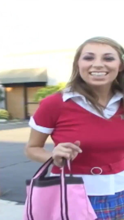 Skinny blonde Teen student with small natural tits picked up for car sex | Clip 1