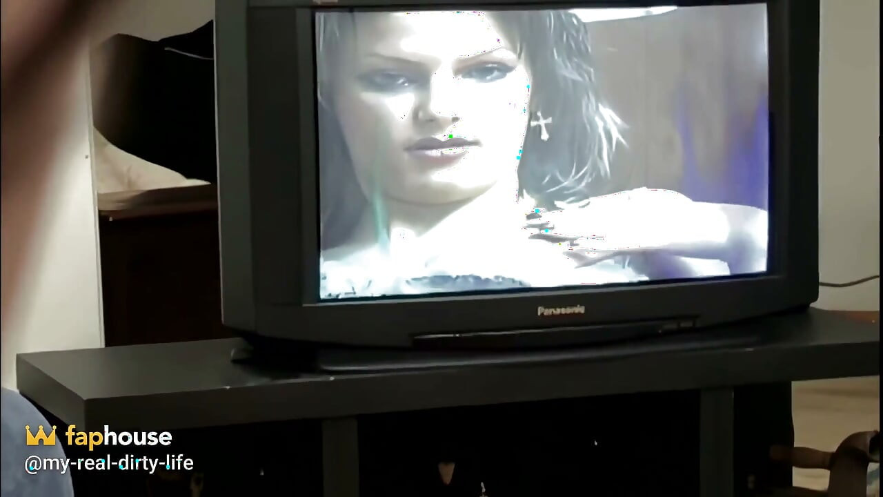 He's Watching Her Masturbate on TV, She Materializes in the Room to Get Fucked Like a Sheep on the Couch