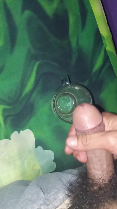 Thrilling moment from "Cock rod squirts in a glass for you to drink"