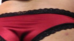 Vera's black Cami and red panties