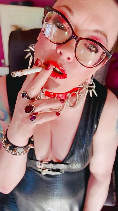 Goth Girl In Glasses Smokes A Cigarette For You - Tina Snua Smoking A Cig With Dangles OMI OME Drifting Snap Inhales