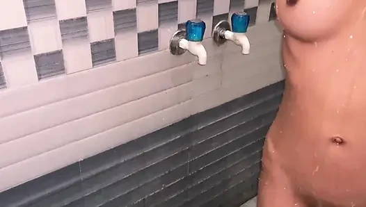 My Girlfriend Is washing Her Tight Pussy . Front of me. No shame . I Fuck her.