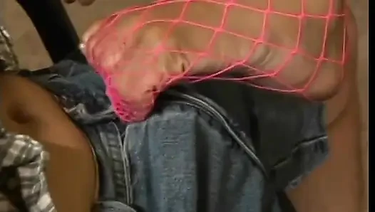 White eats out a juicy ebony pussy in the living room