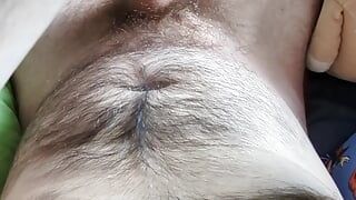 Hairy man jerking off using an eggplant 🍆