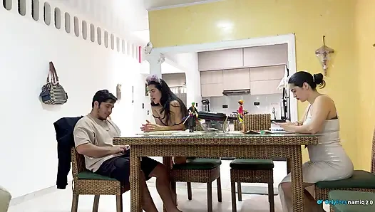 I fuck my girlfriend's daughter 18+ at the table while she doesn't see us!