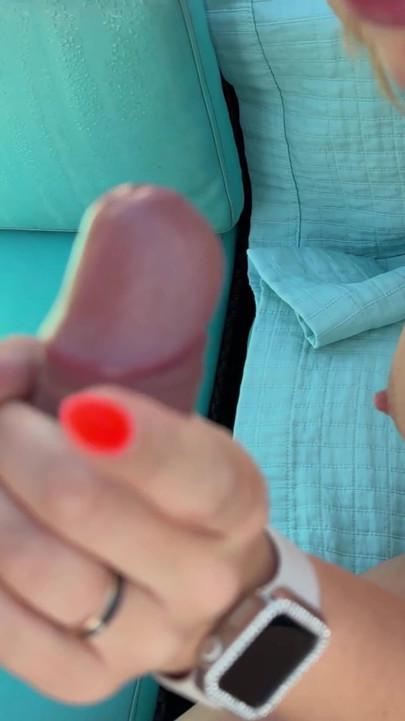 Blonde MILF Enjoys Morning Toy Play Outside | Clip 1