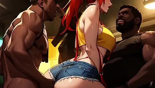 Рыжая ботаничка Misty получает большой черный член в мошную яму