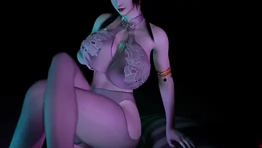 3D Huge Bobs Slut Sitting on the Big Cock