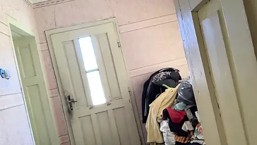 Horny blonde shows big tits