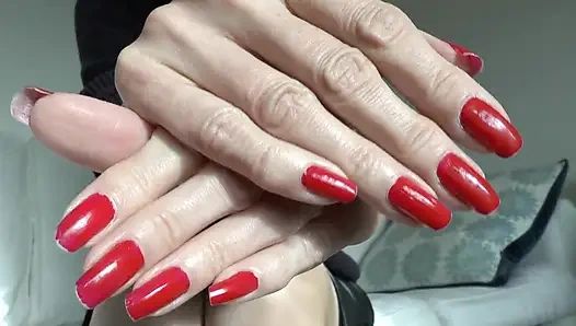 Slave Marking with Pen, Beautiful Red Fingernails, Lady Victoria Valente