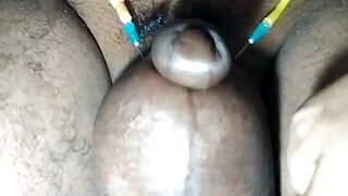 Indian Pierced Dick making Huge balls and play with balls