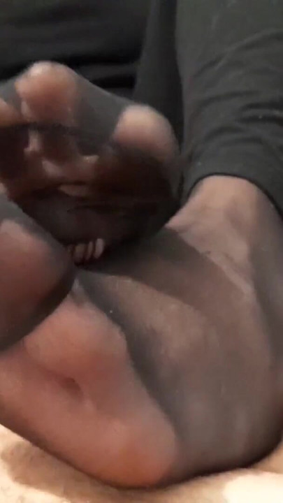 Footjob with cum inside nylons | Clip 1