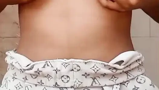 Desi Girl Pressing Her Soft Boobs