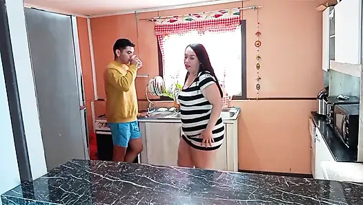 Stepmom Gets a Surprise Fuck in the Kitchen From Her Stepson, Taboo Sex