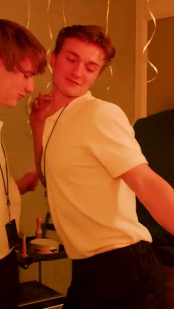 Iconic moment from "FIRST TIME! Two Twinks, Two Daddies-Gay Porn Parody-Severance- Sexerance Part 5 - (Free SFW)"